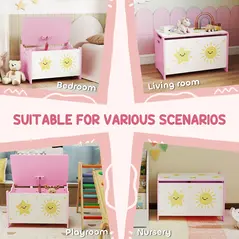AIYAPLAY Toy Box with Lid, Safety Hinges and Groove Handles, Toy Storage organiser for Kids, Living Room, Playroom, Pink - 6