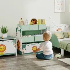 AIYAPLAY Kids Toy Storage Units, 3-Tier Toy Organiser Shelf with 6 Removable Boxes for Kids, Bedroom, Playroom, Green - 2