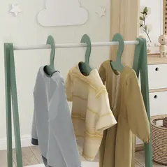 AIYAPLAY Baby Clothing Rack with Hangers, Storage Shelf for Bedroom, Leaf Theme, for Ages 3-6, Green - 8