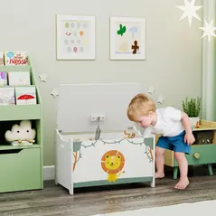 AIYAPLAY Toy Box with Lid, Safety Hinges and Groove Handles, Toy Storage organiser for Kids, Living Room, Playroom, Green - 2
