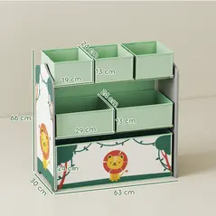 AIYAPLAY Kids Toy Storage Units, 3-Tier Toy Organiser Shelf with 6 Removable Boxes for Kids, Bedroom, Playroom, Green - 3