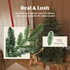 HOMCOM 5ft Artificial Christmas Tree with Realistic Branches, Easy Assembly - Green - 5