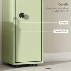 kleankin 180cm Slim Bathroom Cabinet, with Drawer, Shelves and Cupboards - Green - 6