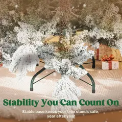 HOMCOM 7ft Super Flocked Christmas Tree - Green/White - 8