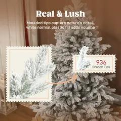 HOMCOM 5ft Snow Flocked Artificial Christmas Tree - 5
