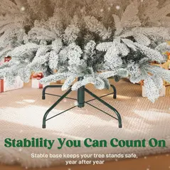 HOMCOM 5 ft Artificial Flocked Christmas Tree with 717 Branches, Hinged Xmas Tree with Foldable Metal Stand, Easy Assembly for Home Office Decor - 7
