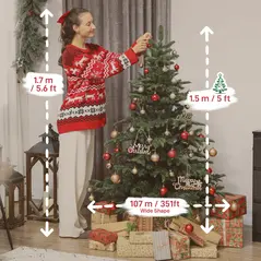 HOMCOM 5ft Artificial Christmas Tree with Realistic Branches, Easy Assembly - Green - 3