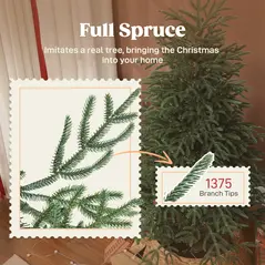 HOMCOM 5 ft Full Spruce Christmas Tree with Realistic Dense Tips, Easy Assembly - Green - 5