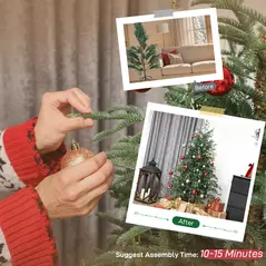 HOMCOM 5 ft Full Spruce Christmas Tree with Realistic Dense Tips, Easy Assembly - Green - 7
