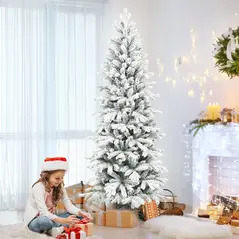 HOMCOM 7ft Flocked Artificial Christmas Tree - 9