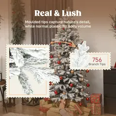 HOMCOM 6ft Flocked Artificial Christmas Tree - 5