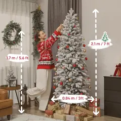 HOMCOM 7ft Flocked Artificial Christmas Tree - 3