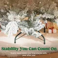 HOMCOM 5ft Super Flocked Christmas Tree - Green/White - 8