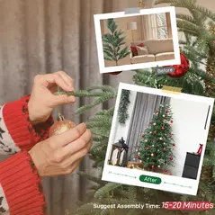 HOMCOM 6 ft Full Spruce Christmas Tree with Realistic Dense Tips, Easy Assembly - Green - 7