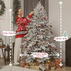 HOMCOM 6ft Snow Flocked Artificial Christmas Tree - 3