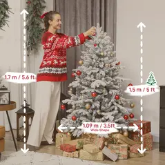 HOMCOM 5ft Snow Flocked Artificial Christmas Tree - 3
