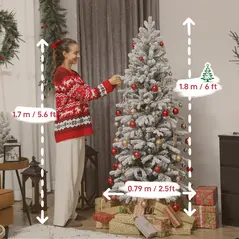 HOMCOM 6ft Flocked Artificial Christmas Tree - 3