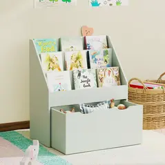 AIYAPLAY Bookcase for Kids with Shelves, Drawer, Bookcase for Bedroom, Playroom, Green - 8