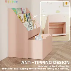 AIYAPLAY Bookcase for Kids with Shelves, Drawer, Bookcase for Bedroom, Playroom, Pink - 5