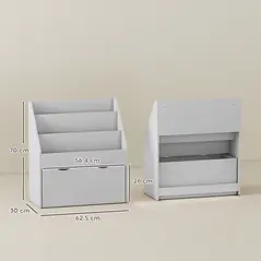 AIYAPLAY Bookcase for Kids with Shelves, Drawer, Bookcase for Bedroom, Playroom, Grey - 3