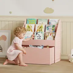 AIYAPLAY Bookcase for Kids with Shelves, Drawer, Bookcase for Bedroom, Playroom, Pink - 2
