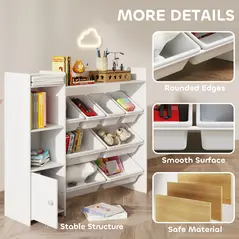 AIYAPLAY Toy Storage Unit with 8 Removable Bins, Storage Shelves, Cabinet, White - 6
