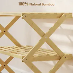 HOMCOM Three-Tier Folding Bamboo Shoe Rack - Natural Finish - 5