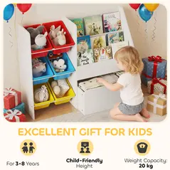 AIYAPLAY Toy Storage Unit, 3-Tier Toy Organiser Shelf with 6 Removable Storage Bins for Bedroom, Nursery, Multicoloured - 8