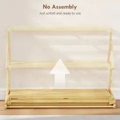 HOMCOM Three-Tier Folding Bamboo Shoe Rack - Natural Finish - 4