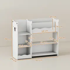 AIYAPLAY Kids Toy Storage Unit, Bear Design Kids Bookshelf and Toy Organiser, for Bedroom, Nursery, Playroom, White - 3