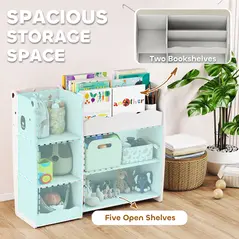 AIYAPLAY Kids Toy Storage Unit, Bear Design Kids Bookshelf and Toy Organiser, for Bedroom, Nursery, Playroom, White - 4