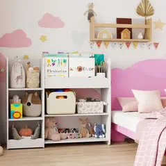 AIYAPLAY Kids Toy Storage Unit, Bear Design Kids Bookshelf and Toy Organiser, for Bedroom, Nursery, Playroom, White - 8