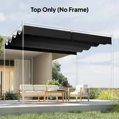 Outsunny Retractable Pergola Canopy Only, 3.92 x 3.5 m, UV30+ Replacement Canopy Cover for 4 x 3 m Pergola, Dark Grey - 8