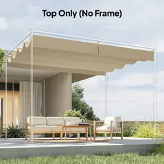 Outsunny Retractable Pergola Canopy Only, 3.92 x 3.5 m, UV30+ Replacement Canopy Cover for 4 x 3 m Pergola, Khaki - 8