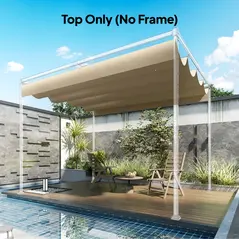 Outsunny Retractable Pergola Canopy Only, 3.92 x 3.5 m, UV30+ Replacement Canopy Cover for 4 x 3 m Pergola, Khaki - 9