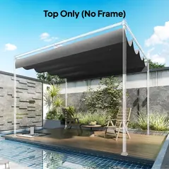 Outsunny Retractable Pergola Canopy Only, 3.92 x 3.5 m, UV30+ Replacement Canopy Cover for 4 x 3 m Pergola, Dark Grey - 9