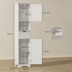 HOMCOM Slim Bathroom Storage Cabinet, with Sensor Lights - White - 3