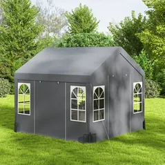 Outsunny 3 x 3 m Party Tent, Outdoor Canopy Tent Shelter with Removable Sidewalls, 4 Zipped Doors, for Parties, Wedding, Grey - 8