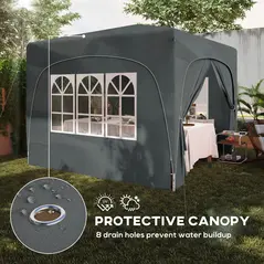 Outsunny 3 x 3m Pop-Up Gazebo Shelter, with Accessories - Dark Grey - 6