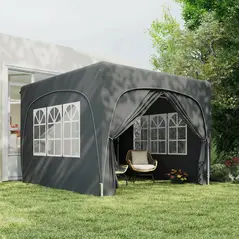 Outsunny 3 x 3m Pop-Up Gazebo Shelter, with Accessories - Dark Grey - 8