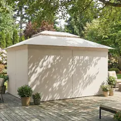 Outsunny 3 x 4 m Outdoor Garden Gazebo with Netting and Curtains, UPF50+ Patio Gazebo Permanent Pavilion Canopy, Beige - 9