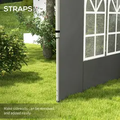 Outsunny Gazebo Side Panels, Sides Replacement with Window for 3x3(m) or 3x4m Pop Up Gazebo, 2 Pack, Dark Grey - 5
