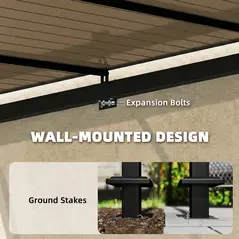Outsunny 3 x 2.87 m Metal Lean-to Pergola, Wall-Mounted Hardtop Garden Pergola with Polycarbonate Roof and Metal-Aluminium Frame - 4