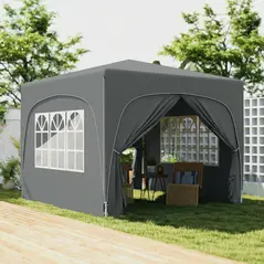 Outsunny 3 x 3m Pop-Up Gazebo Shelter, with Accessories - Dark Grey - 2