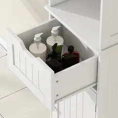 HOMCOM Slim Bathroom Storage Cabinet, with Sensor Lights - White - 9
