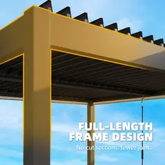 Outsunny 3 x 3 m Louvered Pergola with LED Lights, Metal Louvres, Aluminium Patio Gazebo Pergola, Dark Grey - 8