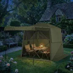 Outsunny Pop Up Gazebo Waterproof Instant Shelter with Awning Mesh Windows for Camping Patio 2 x 2 m, Army Green - 8