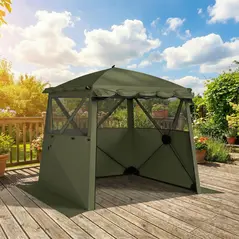 Outsunny Pop Up Gazebo Waterproof Instant Shelter with Awning Mesh Windows for Camping Patio 2 x 2 m, Army Green - 7