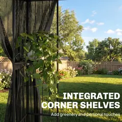 Outsunny 3 x 3 m Outdoor Garden Gazebo with Post Shelves, UPF50+ Double Roof Patio Permanent Pavilion, Grey - 5