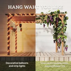 Outsunny 3 x 3 m Wooden Pergola Kit, Garden Pergola Gazebo Grape Trellis with Triangle Supports, 5 Beams, Maple Wood-effect - 6